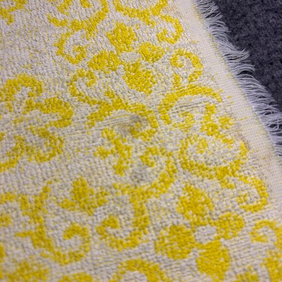 Vintage‎ 60s 70s Floral Hand Towel Sunny Yellow White Cotton - Picture 8 of 11